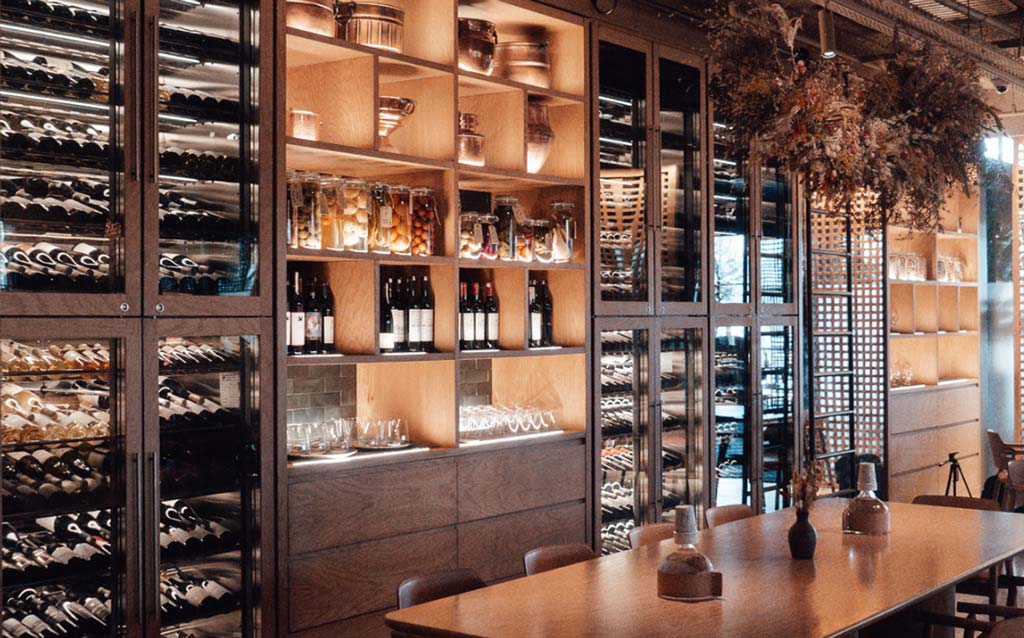 image of upscale restaurant wine cellar